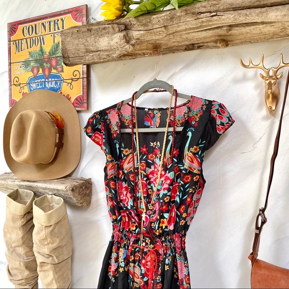 BOHO duster dress/top with peacocks - Picture 7 of 12